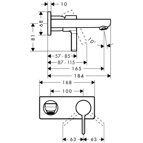 Hansgrohe Metris S Egykaros mosdócsaptelep színkészlet falsík alatti szereléshez 165 mm-es kifolyóval 31162 000 (31162000)