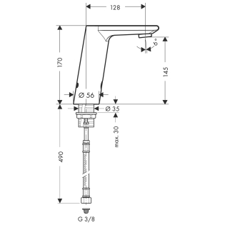Hansgrohe Metris S Elektronikus mosdócsaptelep hőmérséklet-szabályozó nélkül, elemes működtetésű 31101 000 (31101000)