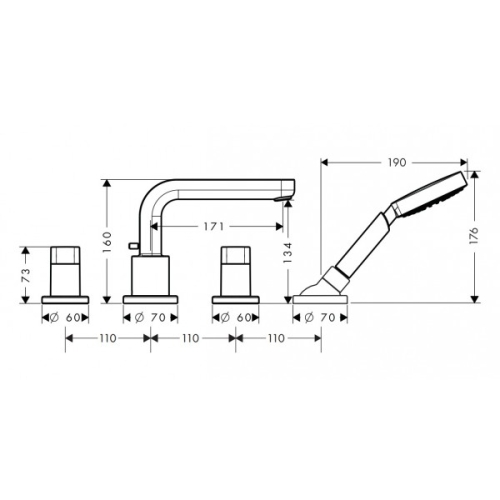 Hansgrohe Metris S 4-lyukú, peremre szerelhető kádcsaptelep 31446 000 (31446000)