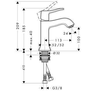 Hansgrohe Metris Classic mosdó csaptelep 100 lefolyógarnitúra nélkül 31077 000 (31077000)