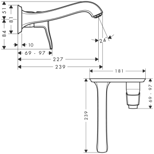 Hansgrohe Metris Classic Egykaros mosdócsaptelep színkészlet falsík alatti szereléshez 225 mm-es kifolyóval 31003 000 (31003000)