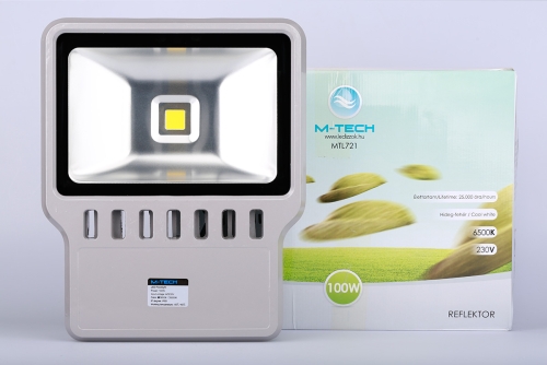 M-Tech 100W 9000lm, 230V, IP65, 6500K, hideg fehér reflektor MTL721