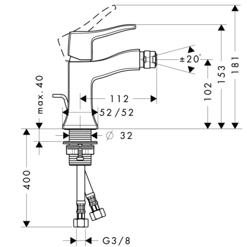 Hansgrohe Metris Classic egykaros bidécsaptelep 31275 000 (31275000)