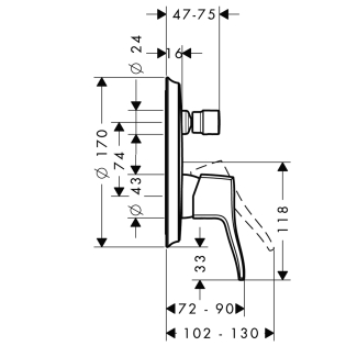 Hansgrohe Metris Classic Egykaros, falsík alatti kádcsaptelep színkészlet 31485 000 (31485000)
