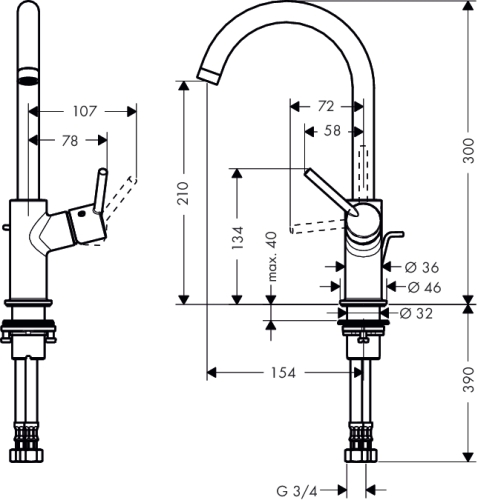 Hansgrohe Talis egykaros magasított mosdócsaptelep 210, 32084 000 (32084000)