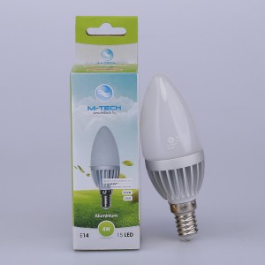 M-Tech E14 Candle 15 LED SMD 230V, 4W, 320Lm Meleg Fehér 3000K, aluminium 3036, MTL470 led izzó