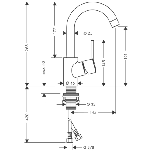 Hansgrohe Talis S magasított íves mosdó csaptelep 32073 000 (32073000)