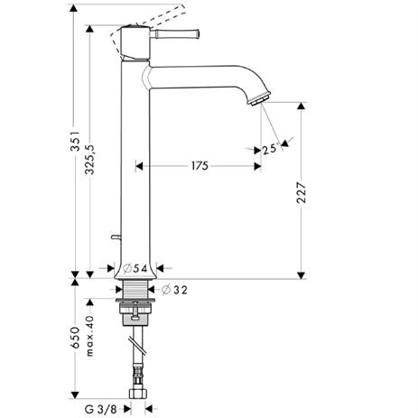 Hansgrohe Talis Classic egykaros magasított mosdócsaptelep 230 mosdótálakhoz 14116 000 (14116000)