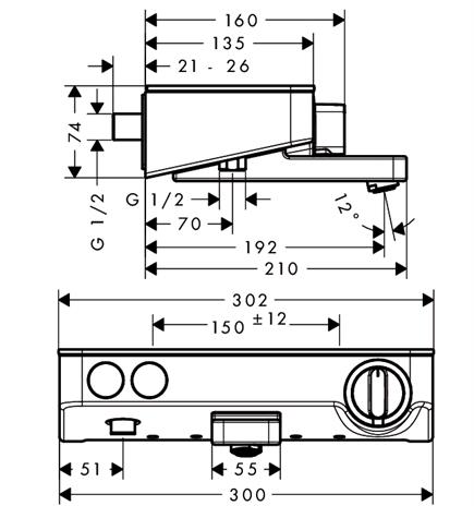 Hansgrohe ShowerTablet Select 300 króm termosztátos kádcsaptelep 13151 000 (13151000)