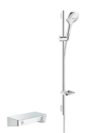Hansgrohe ShowerTablet Select 300 fehér/króm Combi 0.90 m Raindance Select E 120 3jet kézizuhannyal 27027400 (27027400)