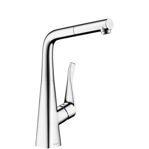 Hansgrohe Metris Egykaros konyhai króm csaptelep kihúzható kifolyóval 14821 000 (14821000)