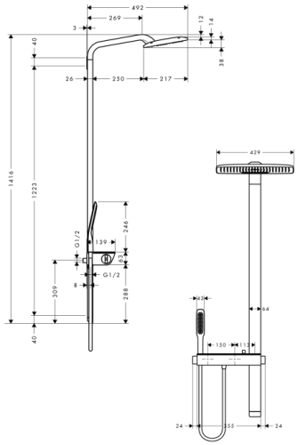 Hansgrohe Raindance E 420 Air 2jet Showerpipe zuhanyrendszer 27149 000 (27149000)