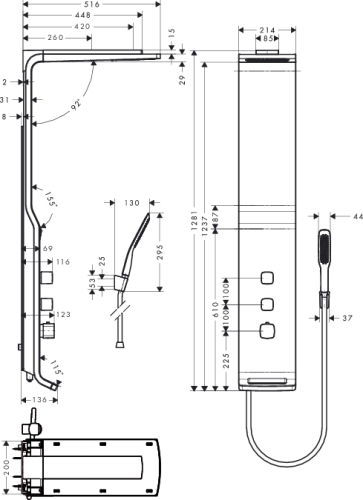 Hansgrohe Raindance Lift 180 2jet fehér/króm zuhanypanel falsíkon kívüli szereléshez 27008400 (27008400)