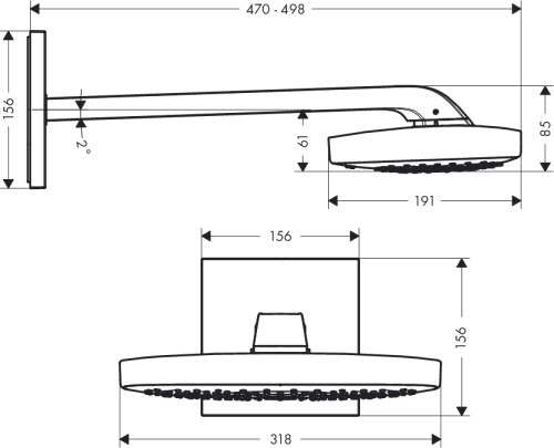 Hansgrohe Raindance Select E 300 3jet fehér/króm fejzuhany 390 mm-es zuhanykarral, DN15 26468 400 (26468400)
