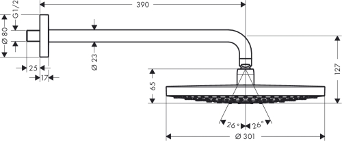 Hansgrohe Raindance Select S 300 2jet fehér/króm fejzuhany 390 mm zuhanykarral 27378 400 (27378400)