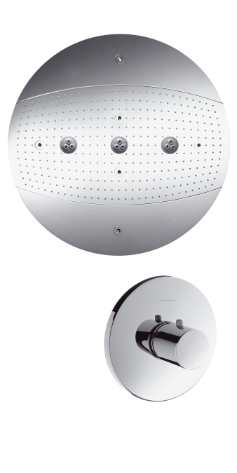 Hansgrohe Raindance Rainmaker Ø 600mm Air 3jet fejzuhany világítás nélkül+ Ecostat S termosztátos highflow csaptelep 28403 000 (28403000)