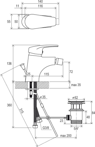 Ravak Neo bidécsaptelep leeresztővel NO 055.01 (X070019)