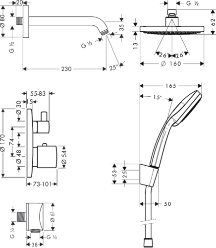 Hansgrohe Croma 160 zuhanyszett 26473000 (26473000)