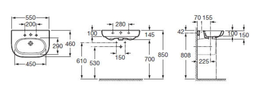 Roca Meridian 55x46 cm-es fali mosdó 7327243000 (A327243000)
