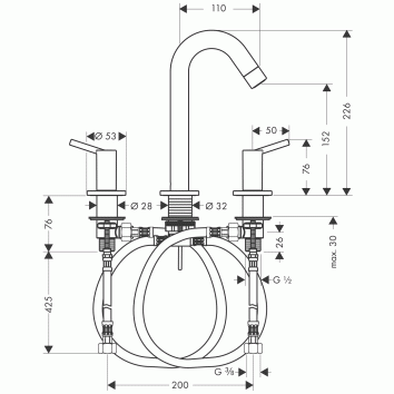 Hansgrohe Talis 3-lyukú mosdócsaptelep 150 automata lefolyó-garnitúrával 32310 000 (32310000)