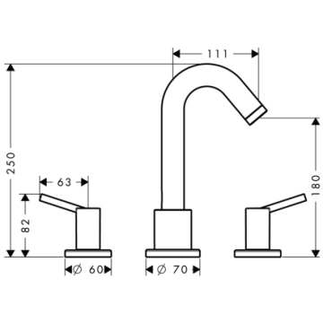 Hansgrohe Talis 3-lyukú peremre szerelhető kádcsaptelep 32313 000 (32313000)