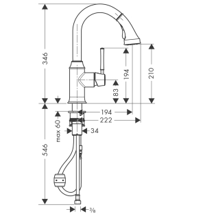 Hansgrohe Talis Classic egykaros konyhai csaptelep, kihúzható kifolyóval 14864 000 (14864000)