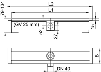 ACO EXCLUSIVE alacsony (79 mm) zuhanyfolyóka + fehér üveg szürke csíkkal fedlap 800mm hosszú (0153.76.45 + 9010.57.08)