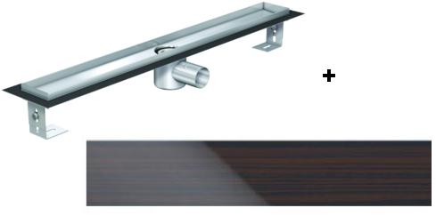 ACO EXCLUSIVE alacsony (79 mm) zuhanyfolyóka + wenge üveg fedlap 800mm hosszú (0153.76.45 + 9010.57.28)