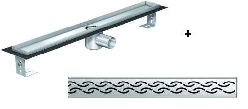 ACO EXCLUSIVE alacsony (79 mm) zuhanyfolyóka + lánc rács 900mm hosszú (0153.76.46 + 9010.55.95)