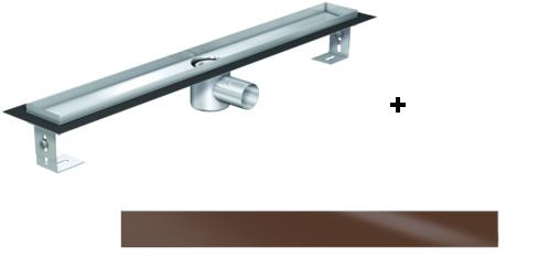 ACO EXCLUSIVE alacsony (79 mm) zuhanyfolyóka + barna üveg fedlap 900mm hosszú (0153.76.46  + 9010.56.84)