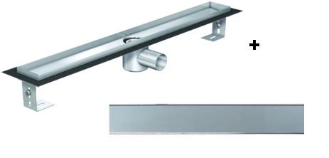 ACO EXCLUSIVE alacsony (79 mm) zuhanyfolyóka + króm üveg fedlap 900mm hosszú (0153.76.46  + 9010.56.89)
