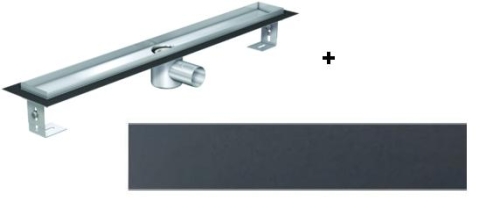 ACO EXCLUSIVE alacsony (79 mm) zuhanyfolyóka + fekete kő fedlap 900mm hosszú (0153.76.46 + 9010.57.54)