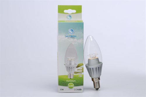 M-Tech E14 Candle 1 COB LED 230V, 4.5W, 380Lm Meleg Fehér 2700K, aluminium, MTL902 led izzó