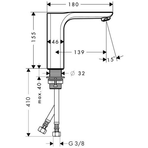 Hansgrohe AXOR Urquiola Egykaros mosdócsaptelep, lefolyógarnitúra nélkül 11021 000 (11021000)