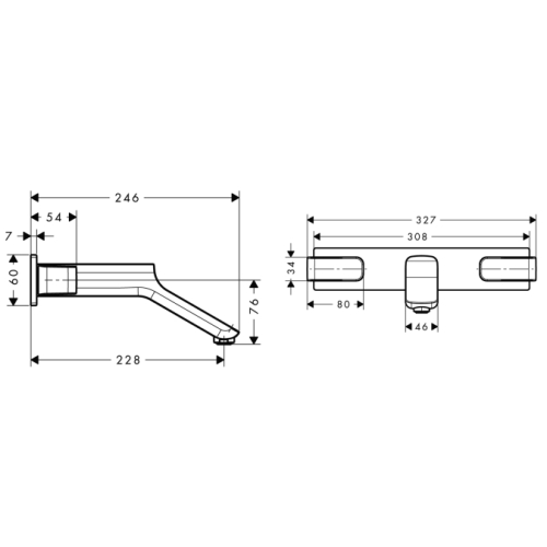Hansgrohe AXOR Urquiola 3-lyukú mosdócsaptelep színkészlet falsík alatti szereléshez, 228 mm kifolyóval 11043000