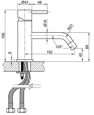 Sapho Minimal mosdócsaptelep leeresztő nélkül, inox (MI002)