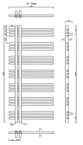 Sapho DORLION LUX 1260X580 mm króm radiátor (1130-12)