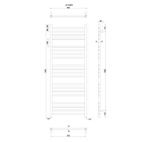 Sapho METRO 600x1530mm fürdőszobai radiátor, króm 0411-02
