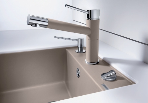 BLANCO ALTA Compact Silgránit mosogató csaptelep, gyöngyszürke 520729