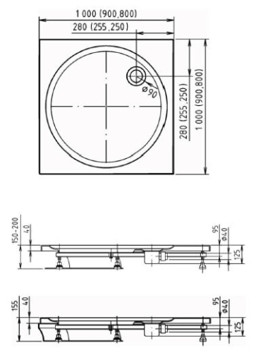 POLYSAN Tosca 90x90x4 szögletes zuhanytálca (53111)