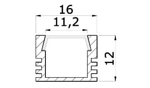 Sapho Eloxált aluminium profil LED szalaghoz 2 m fali profil 16x12 mm (KL1718-2)