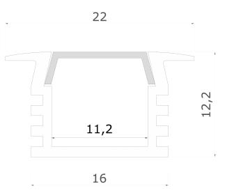 Sapho Eloxált alumínium profil LED szalaghoz 22x12 mm, 2 m (KL3776-2)