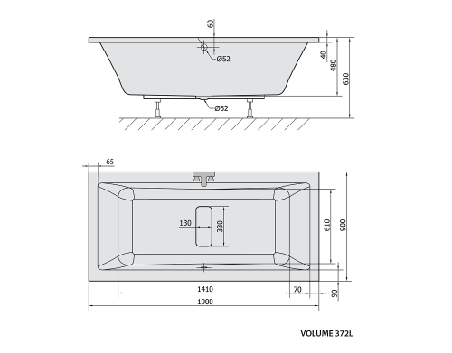 Sapho POLYSAN MARLENE 190x90 cm egyenes kád, fehér 71607