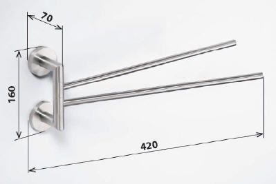 Sapho NEO dupla törölközőtartó mozgatható 42cm, inox (104204105)