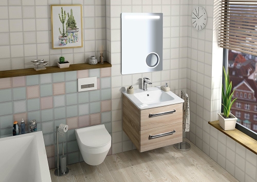 Sapho ASTRO 60x80 cm tükör LED világítással, beépített kozmetikai tükörrel MIRL2