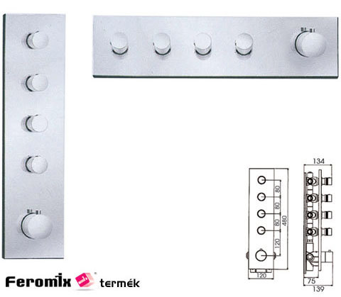 Feromix süllyesztett termosztátos zuhany csaptelep FF-4W