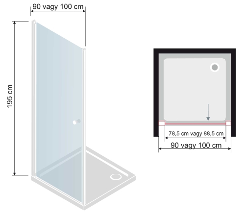 Niagara Wellness Vega 100 cm-es zuhanyajtó