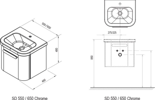 Ravak SD Chrome 650 fürdőszobaszekrény Chrome mosdókhoz (fehér, #X000000637)