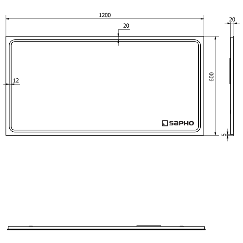 Sapho GEMINI II 120x60 cm tükör LED világítással GM120