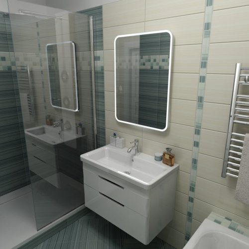 Sapho FLOAT 50x70cm tükör LED világítással, fehér 22571